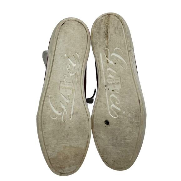 GUCCI Microguccissim Red Leather High Top Sneakers Lace Up Size 36 - Picture 8 of 11